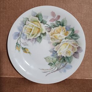 P.T. Bavaria Tirschenreuth Germany Porcelain Salad Plate Floral Yellow Rose 7.5"